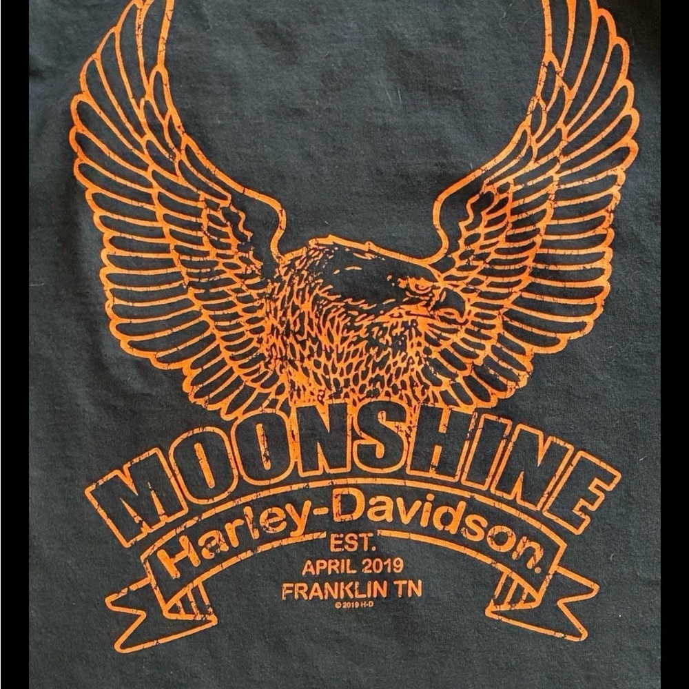 Harley Davidson Moonshine Franklin TN T-Shirt Black Eagle Graphic Sz Small - Picture 4 of 9